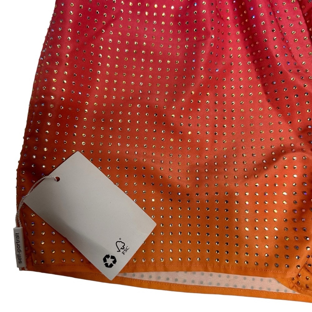 NWT Self Portrait Pink Ombré Crystal Embellished Hotfix Taffeta Shorts 2 - Picture 8 of 16